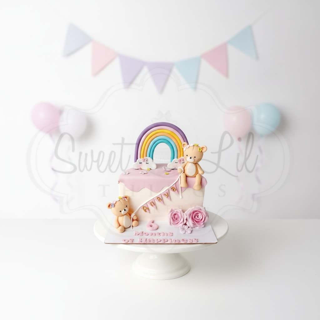 Teddy theme 6 month half birthday Cake
