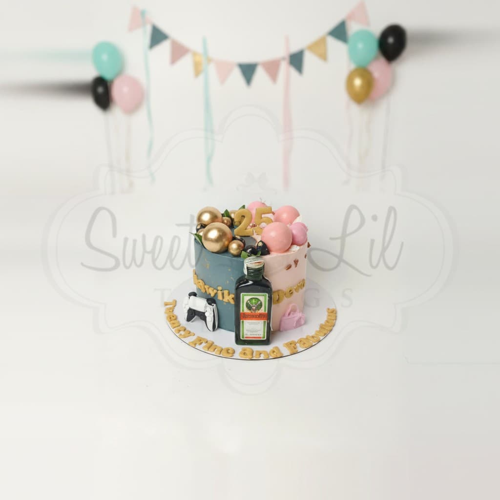 half and half birthday cake