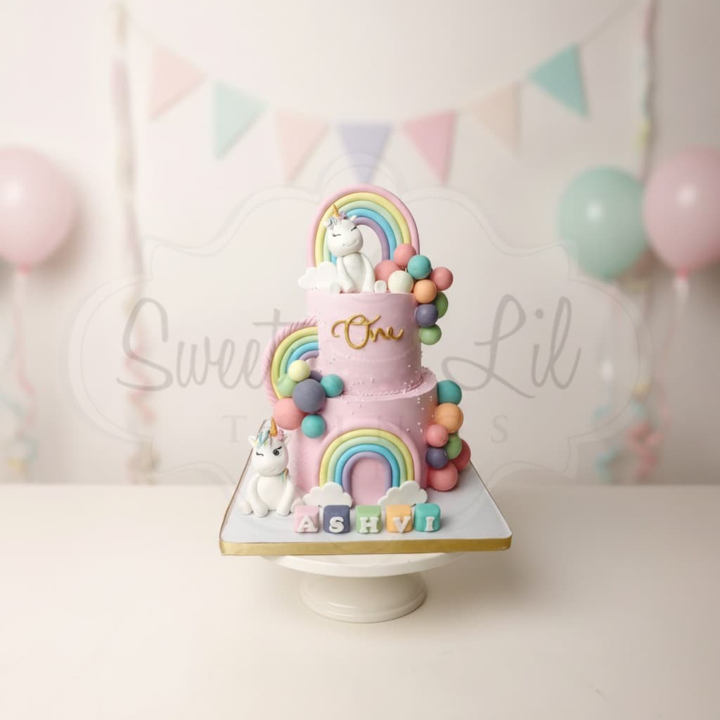Unicorn Rainbow Birthday Cake — Pastel First