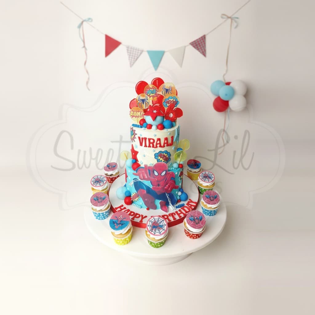 Spiderman theme Cake — Web Hero Comic