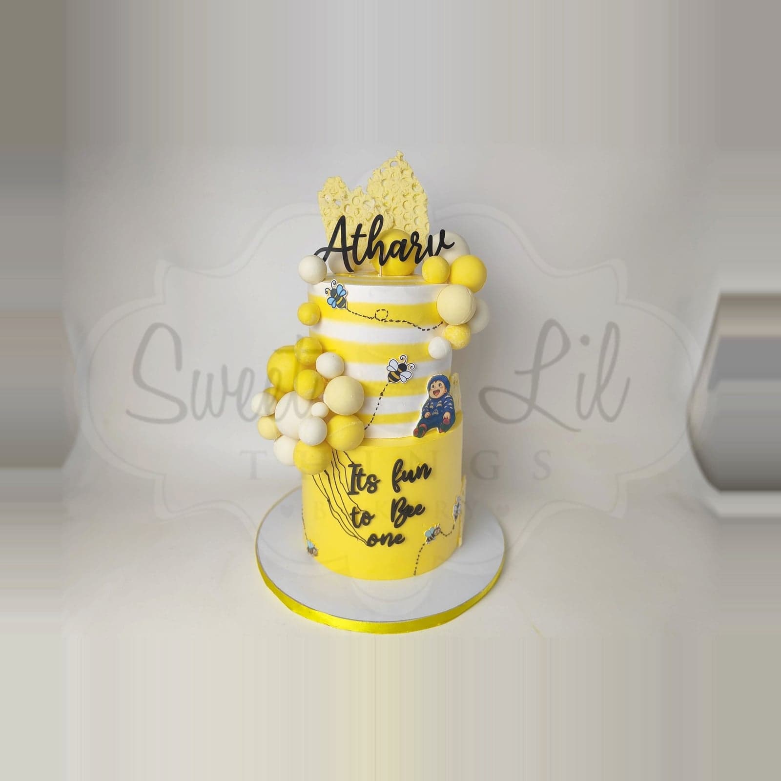 Baby Boy first birthday cake photo 2