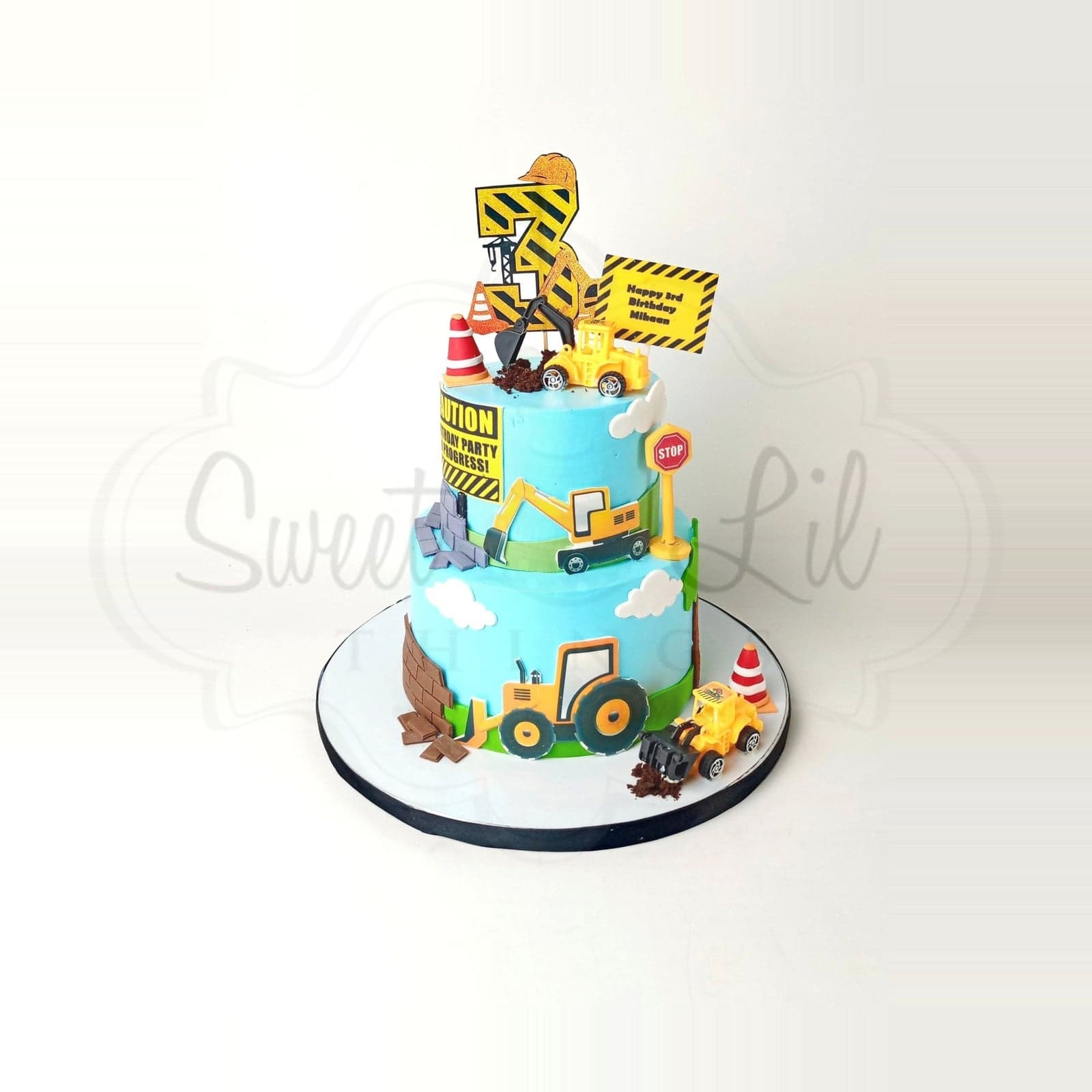 Construction theme Birthday Cake — Caution photo 2