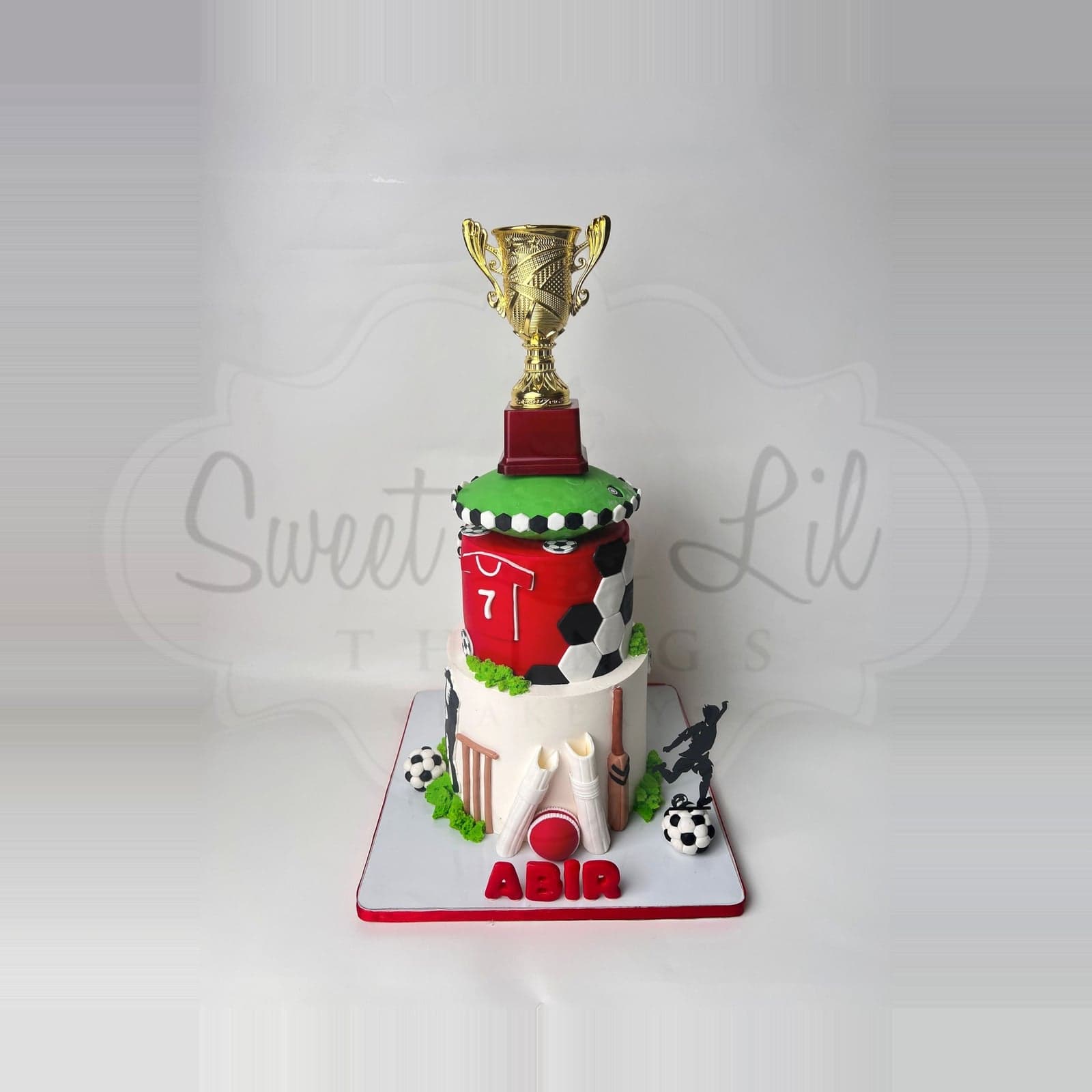 Cricket and Football Trophy Cake photo 2