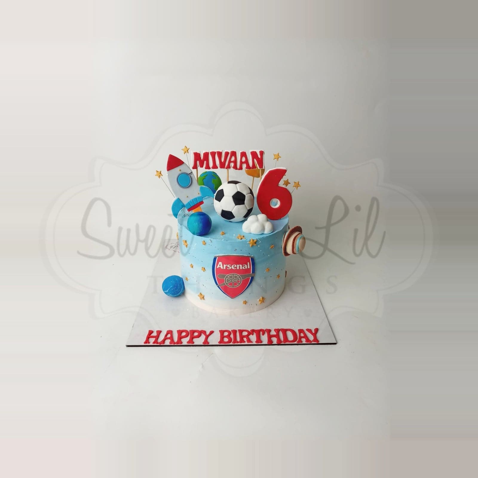 Football and Space Birthday Cake photo 2