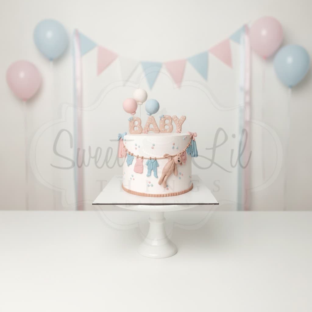 Baby Shower cake — Gender Reveal Clothesline