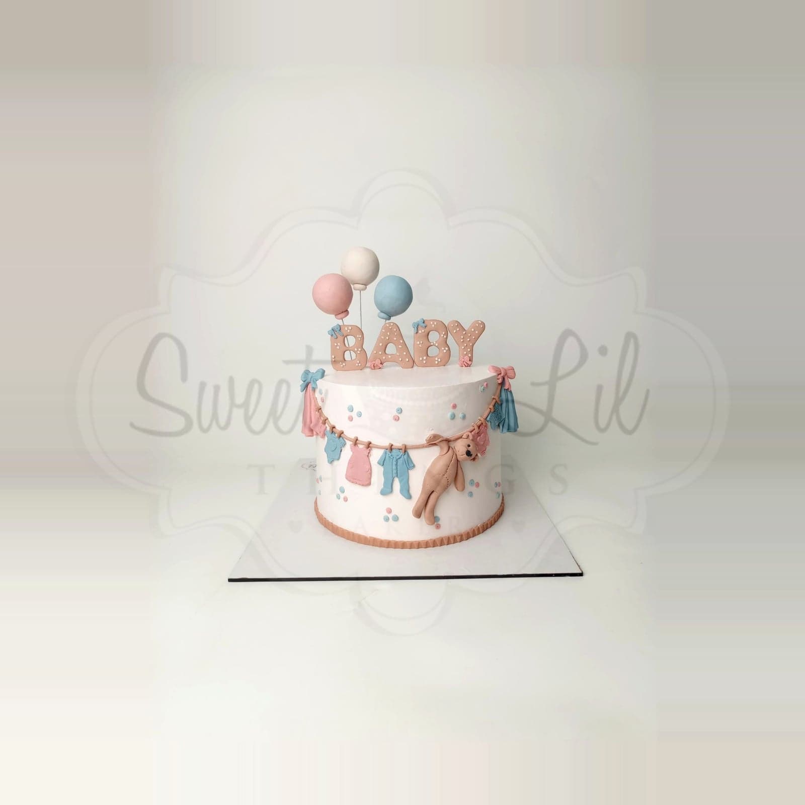 Baby Shower cake — Gender Reveal Clothesline photo 2