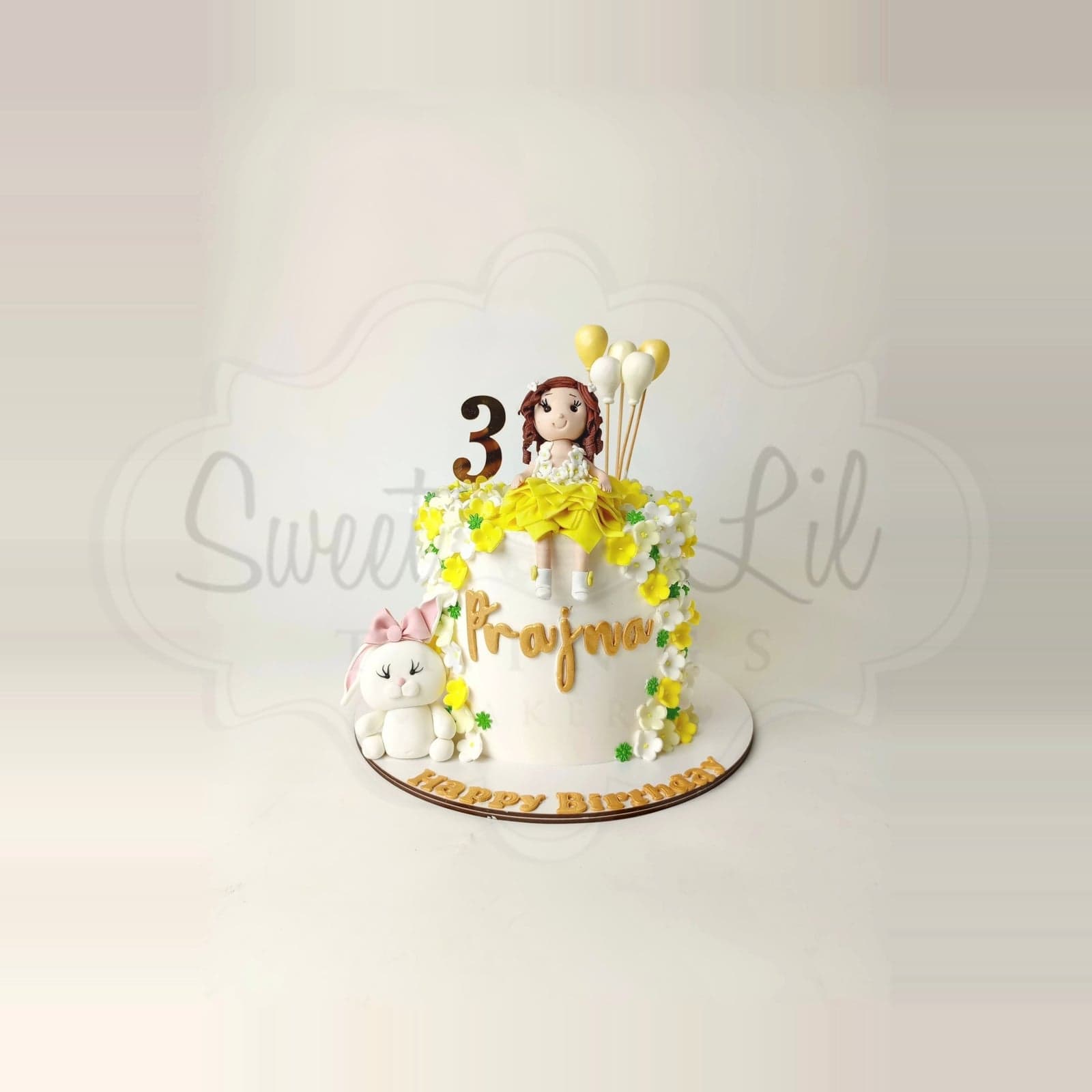Girl With Balloons Floral Cake photo 2