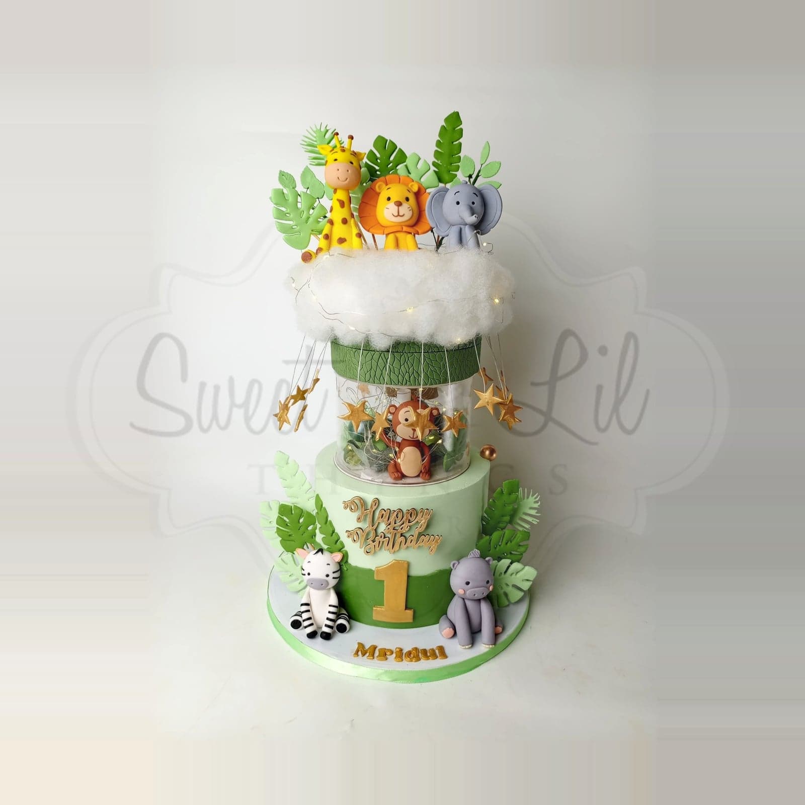 Jungle Safari First Birthday Cake photo 2