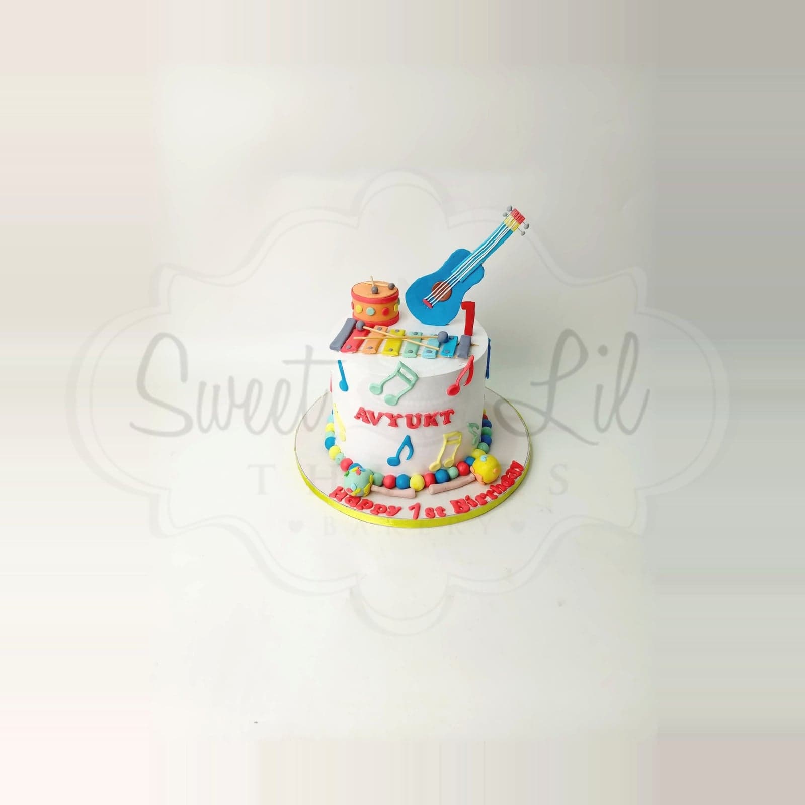 Musical Instruments First Birthday Cake photo 2