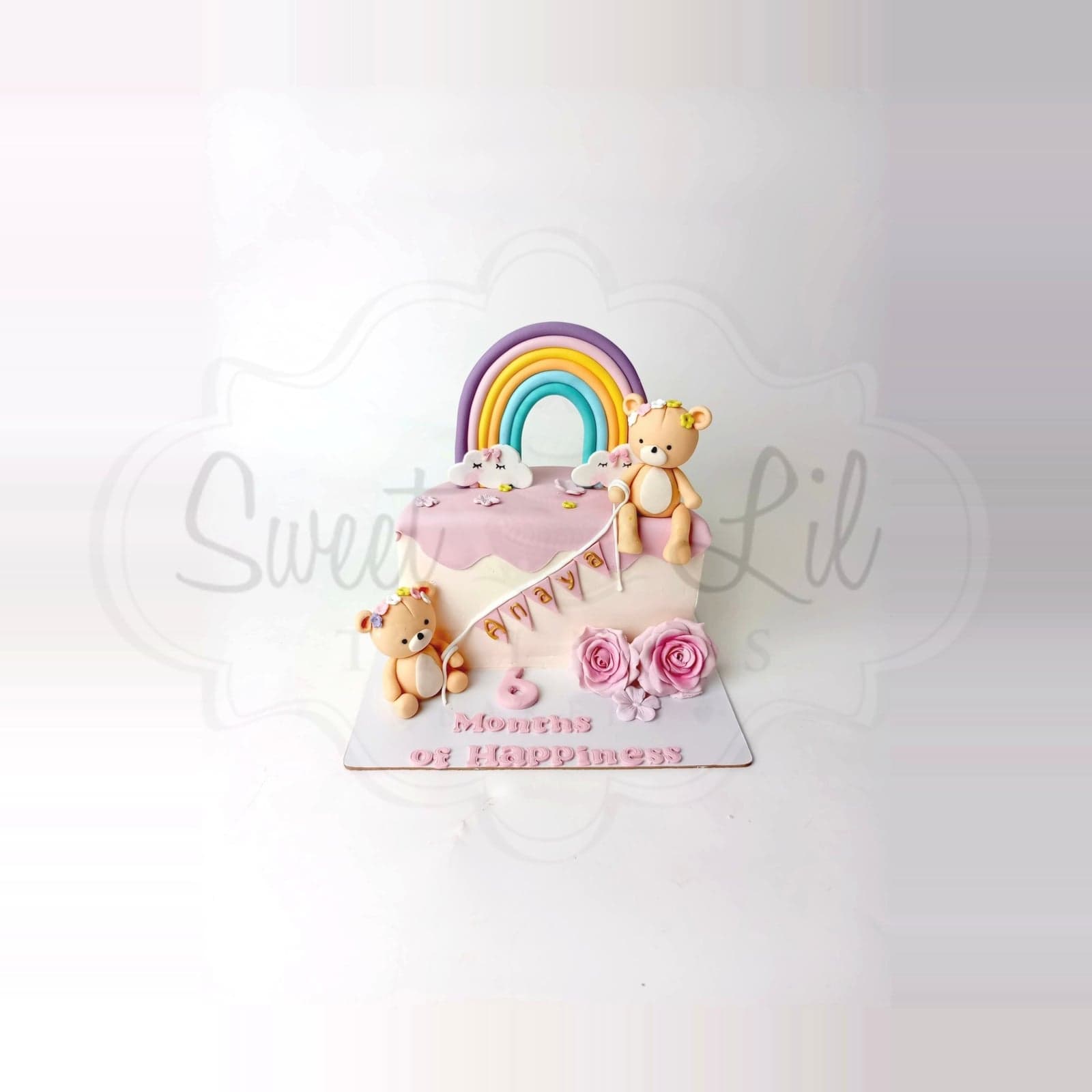 Teddy theme 6 month half birthday Cake photo 2